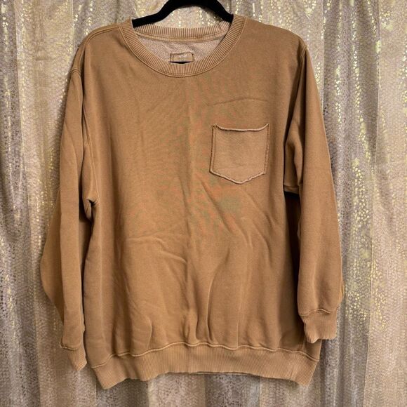 Aerie Golden Brown Pocket Crewneck Fall Winter Sweater Small - Picture 1 of 7